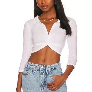 We The Free People x Revolve Summer Romance Crop Polo In Painted White Size S